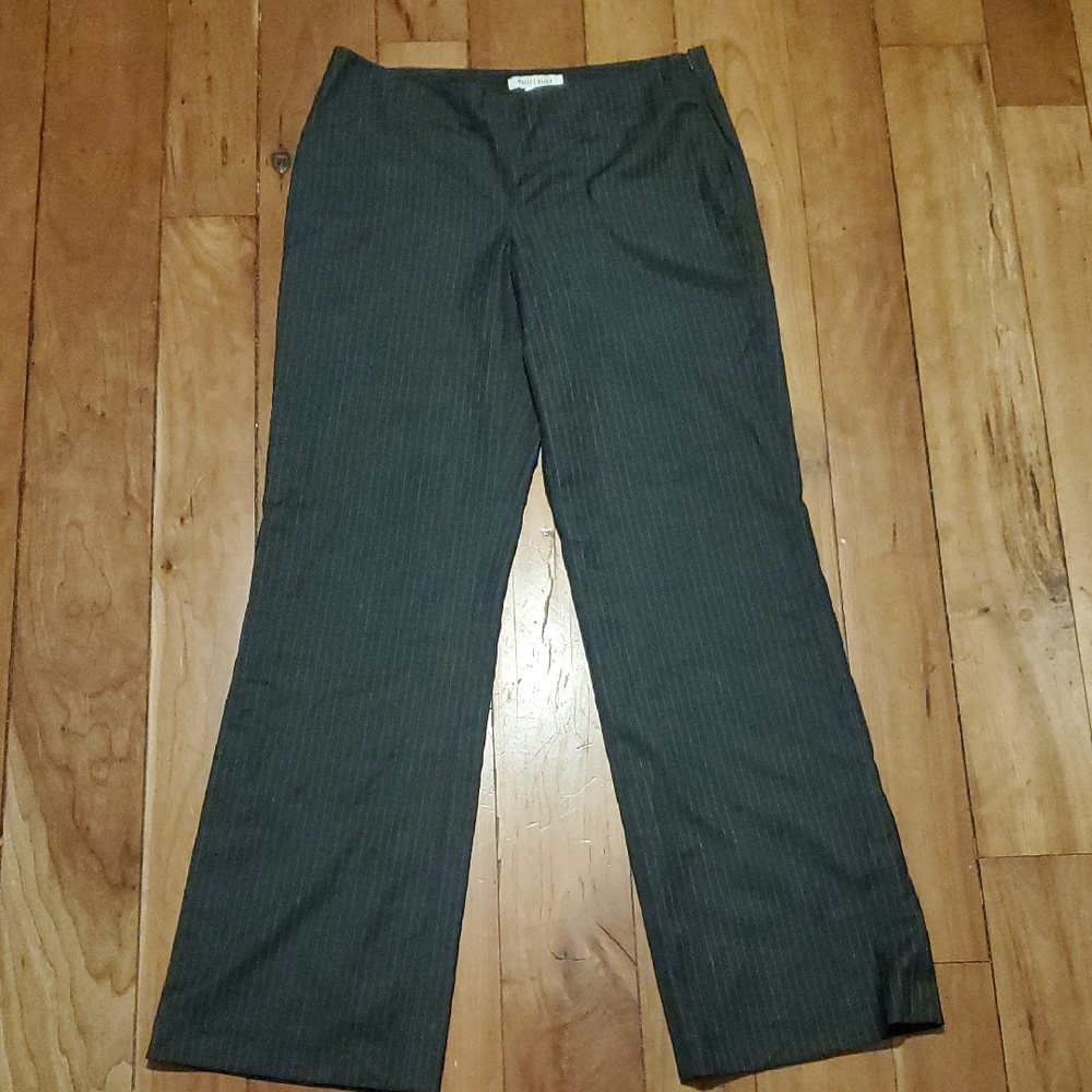 WhBM Wool Blend Charcoal Pinstripe Dress Pants Lining Size 10